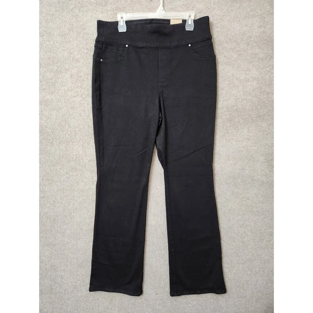Chicos Perfect Stretch Pull On Bootcut Jeans Womens 2.5 US 14 Black NEW